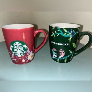 2 Starbucks Mugs - Tropical / Parrots / 10 Oz - 2020 - Like New